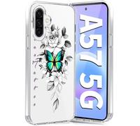 Fiyer Funda para Samsung Galaxy A57 5G, funda de silicona suave TPU flores Galaxy A57 5G funda protectora fina suave patrón de mariposas transparente para Samsung A57 (verde)