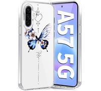 Fiyer Funda para Samsung Galaxy A57 5G, funda de silicona suave TPU flores Galaxy A57 5G funda protectora fina suave patrón de mariposas transparente para Samsung A57 (azul)
