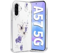 Fiyer Funda para Samsung Galaxy A57 5G, funda de silicona suave TPU flores Galaxy A57 5G funda protectora fina suave patrón de mariposas transparente para Samsung A57 (morado)