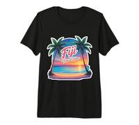 Fiyi Tropical Vibes Beach Retro Sunset Summer Sun Souvenir Camiseta Premium