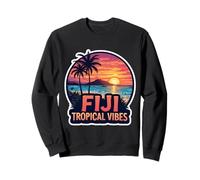 Fiyi Tropical Vibes Beach Retro Sunset Summer Sun Souvenir Sudadera