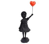 FIYSON Estatua de globo volador niña figura decorativa sala de estar, decoración de la tienda del hogar, decoración moderna de arte abstracto, escultura de banksy, para mesa, estantería (estilo 1)