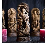 FIYSON Odin - Figura decorativa vikinga de dioses nórdicos, escultura de Wodan del dios germánico para vitrina, estantería, estantería (Thor)