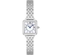 FIYTA Eclipse Series - Reloj para mujer, caja rectangular, pulsera ajustable de acero inoxidable o correa de cuero, envuelto en elegante caja de regalo, elegante reloj de regalo para mujer, plateado