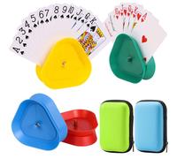 Fizdoqg 4pcs Soporte para Juego de Cartas, Manos Libres Soporte para Cartas de Juego, Plástico Soporte para Naipes con 2 Cajas de Cartas para Niños, Adultos, Personas De Edad Avanzada
