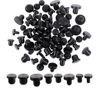 Fizdoqg 80 tapones de goma de silicona, color negro, sólidos, redondos, ciegos, suaves, flexibles para agujeros, con diámetro interior de 4-9,5 mm