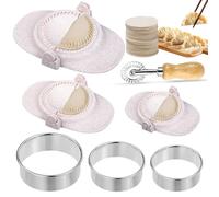 Fizdoqg Juego de 7 Moldes para Hacer Dumplings, Cortadores de Ravioli, Juego de Prensa para Empanadas, Máquina de Pasta con Rueda Cortadora de Pasta para Pot Stickers, Pierogi y Gyoza Hacer