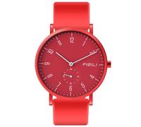 FIZILI Reloj de pulsera para hombre, ultrafino, minimalista, resistente al agua, a la moda, para hombres o mujeres, con correa de silicona, 1100, color rojo, Moda
