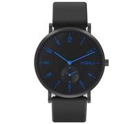 FIZILI Reloj de pulsera para hombre, ultrafino, minimalista, resistente al agua, con correa de silicona, 1100, color negro y azul, Moda