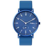 FIZILI Reloj de pulsera para hombre, ultrafino, minimalista, resistente al agua, con correa de silicona, 1100, color azul y plateado, Moda