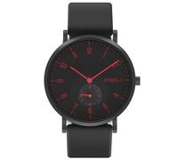 FIZILI Reloj de pulsera para hombre, ultrafino, minimalista, resistente al agua, con correa de silicona, 1100, color negro y rojo, Moda