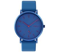 FIZILI Reloj de pulsera para hombre, ultrafino, minimalista, resistente al agua, con correa de silicona, 1100, color azul y rojo, Moda