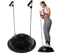 FIZYO Balance Trainer Media Esfera Ø 58 cm - Balón de Equilibrio Antideslizante con Bandas de Resistencia & Bomba para Core Training, Yoga, Pilates, Fitness, Fisioterapia & Rehabilitación, Negro