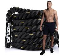 FIZYO Battle Rope - Cuerda de Entrenamiento Robusta para Functional Training, Cross Training, Fuerza y Resistencia - Diámetro 3,8 cm, Construcción de 3 Hebras - Home Gym y Exterior (12m)