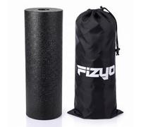Fizyo Rodillo para fitness, yoga, rehabilitación, pilates, auto-masaje de espalda, músculo fascial, brazos de piernas, miofascial, espuma EPP de dureza media 45 x 15 cm (Negro)