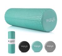 Fizyo Rodillo Rollo de espuma EVA para yoga, pilates, fitness, rehabilitación, regeneración muscular, alivia el dolor de espalda, piernas, fascia, para auto-masaje de columna (Verde, 45x15 cm)