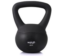 FIZYO Soft Kettlebell - Pesa rusa de PVC con arena de hierro, agarre antideslizante, protege el suelo, ideal para fitness, fuerza y levantamiento de pesas en casa y gimnasio (Negro, 4kg)