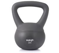 FIZYO Soft Kettlebell - Pesa rusa de PVC con arena de hierro, agarre antideslizante, protege el suelo, ideal para fitness, fuerza y levantamiento de pesas en casa y gimnasio (Gris, 2kg)