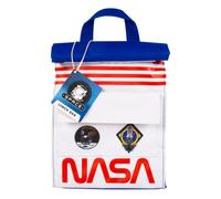Fizz Creations Bolsa de almuerzo espacial inspirada en la NASA, bolsillo frontal y forro aluminio