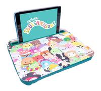 Fizz Creations Squishmallows - Bandeja de regazo con soporte para tablet para ver las manos libres, parte inferior de terciopelo color verde azulado para mayor agarre.