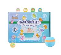 Fizzy Bath Bombs - 12 Bath Balls with Toys, Kids Bathing Set with Fun Colorful Design, Soothing Foaming Feature, for Home Bathroom Hotel Boys Girls Birthday Holiday Playdates Summer Travel