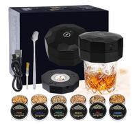 Fizzyo Kit Ahumador Whisky Eléctrico con 6 Virutas de Madera y Luz LED, Kit Ahumador Recargable para Cócteles, Regalo Ideal para Amantes de los Cócteles, Hombres, Padres, Maridos, Cumpleaños, Navidad