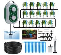 Fizzyo Sistema de Riego Automático para 15 Plantas en Maceta, Kit de Riego por Goteo Automático Interior con Temporizador Programable y 15M Manguera para Jardín Balcón Invernadero Terraza Vacaciones