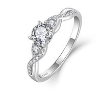 FJ Anillo Compromiso Mujer Plata de ley 925 Anillo Infinito Anillo Promesa Boda Anillo Aniversario Eternidad Regalos de Joyería para Mujer