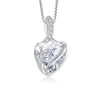 FJ Collar Abril Piedra de Nacimiento Plata de Ley 925 Corazón Infinito - Joyas Regalos para Mujer, Novia, Esposa, Mamá