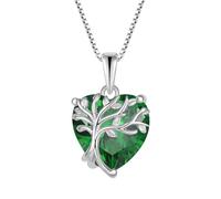 FJ Collar Árbol de la Vida para Mujer Plata de Ley 925 Colgante Corazón Piedra de Nacimiento Mayo Collar Verde Joyas Regalos para Mujer Esposa Mamá