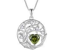 FJ Collar Árbol de la Vida para Mujer Plata de Ley 925 Colgante Piedra de Nacimiento Agosto Collar Peridoto Joyas Regalos para Mujer Esposa Mamá