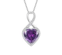 FJ Collar Infinito Mujer Plata de Ley 925 Collar Corazón con Febrero Piedra de Nacimiento Colgante Amatista Joyas Regalos para Mujer Novia Esposa Mamá