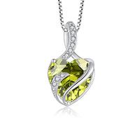 FJ Collar Mujer Verde Peridoto Agosto Piedra de Nacimiento Plata de Ley 925 Corazón Infinito Joyas Regalos para Mujer Novia Esposa Mamá