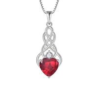 FJ Collar Nudo Celta Infinito Plata de Ley 925 con Julio Piedra de Nacimiento Collar Rubí Joyas Regalos para Mujer Novia Esposa Mamá