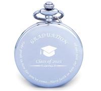 FJ Frederick James Regalos de graduación universitaria para él 2025, reloj de bolsillo plateado, grabado "Class of 5,133.5 cm, regalos significativos de graduación de secundaria para niños/hijos