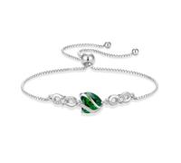 FJ Pulsera de plata de ley 925 con piedra natal de corazón, joyería infinita para mujer, One Size, Metal, Esmeralda sintética