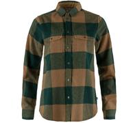 Fjällräven Canadá Camisa Mujeres de Franela Outdoor-Langarmshirt Cuadros Verde