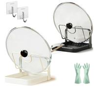 fjaldjfu 2026 New Kitchen Pot Lid Storage Rack, Kitchen Pot Lid Holder, Pots Lids Organizer Rack with Removable Drip Tray, Multifunctional Utensils Pan Pots Cover Lids Rack Shelf (2PCS,Single-layer)