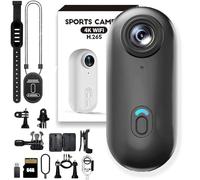 fjaldjfu Mini Action Camera Wearable 1080P with 64GB Memory Card, Body Cameras with Audio and Video Recording, Ipx7 Camara Sumergible Acuatica, Wearable Camara 360 Grados Deportiva (Black-64G)