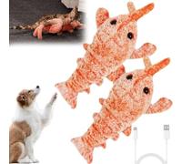 fjaldjfu Wiggly Lobster Dog Toy, Moving Dog Toys USB Charging, Interactive Toys for Dog Cat Soft Washable, 26cm Plush Jumping Lobster for Boredom Teething Medium Dogs (2*Orange)