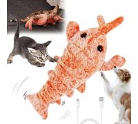 fjaldjfu Wiggly Lobster Dog Toy, Moving Dog Toys USB Charging, Interactive Toys for Dog Cat Soft Washable, 26cm Plush Jumping Lobster for Boredom Teething Medium Dogs (Orange)