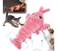 fjaldjfu Wiggly Lobster Dog Toy, Moving Dog Toys USB Charging, Interactive Toys for Dog Cat Soft Washable, 26cm Plush Jumping Lobster for Boredom Teething Medium Dogs (Pink)