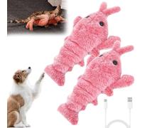 fjaldjfu Wiggly Lobster Dog Toy, Moving Dog Toys USB Charging, Interactive Toys for Dog Cat Soft Washable, 26cm Plush Jumping Lobster for Boredom Teething Medium Dogs (2*Pink)