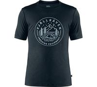 FJALLRAVEN Abisko Wool Tältplats SS M Camiseta, Hombre, Dark Navy, S