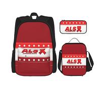 FJAUOQ ALS Awareness Month - Juego de mochila de 3 piezas, bolsa de almuerzo, estuche para lápices, gran capacidad, Bp423, Talla única, Mochilas
