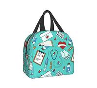 FJAUOQ Bolsa de almuerzo aislada con temática médica de enfermera, regalos para el día de la enfermera, bolsa térmica reutilizable con cremallera para hombres y mujeres, camping, senderismo, picnic,