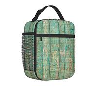FJAUOQ Bolsa de almuerzo portátil para mujeres/hombres con aislamiento, iconos de jeroglíficos en tablero de madera mística momia egipcia Motherlan, caja de almuerzo aislada y reutilizable para ofi