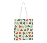FJAUOQ Bolsas de lona de dinosaurio para mujer, bolsas de comestibles reutilizables, bolsas de viaje para el trabajo, viajes, compras, Clover2, Talla única, Bolsa de lona y playa