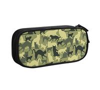 FJAUOQ Caja de lápices Cat Camouflage Pattern Pencil Case Compartments Pen Pouch Box Multifunctional Makeup Bag Holder Large Storage Stationery Organizer with Zipper for Office Travel