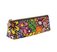 FJAUOQ Caja de lápices Colorful Flowers Pencil Case with Zipper Durable Portable Pen Pouch Office Storage Bag Travel Toiletry Holder for Women Men
